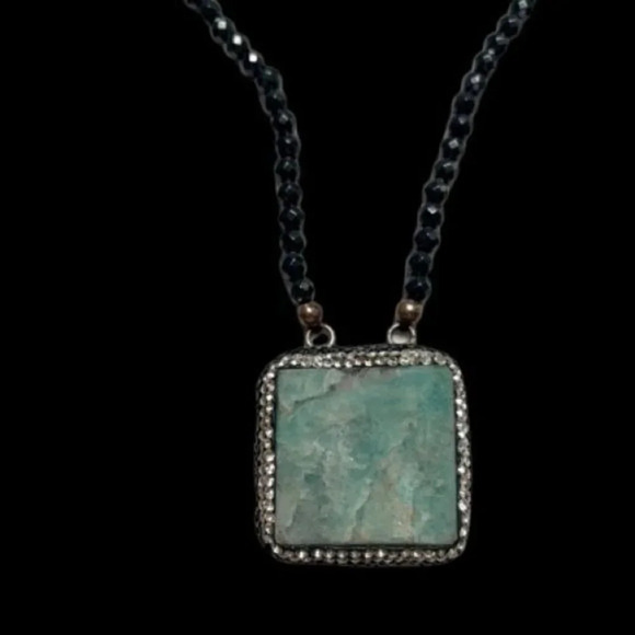 Agate Stone Pendant Beaded Chain Necklace - Picture 3 of 4